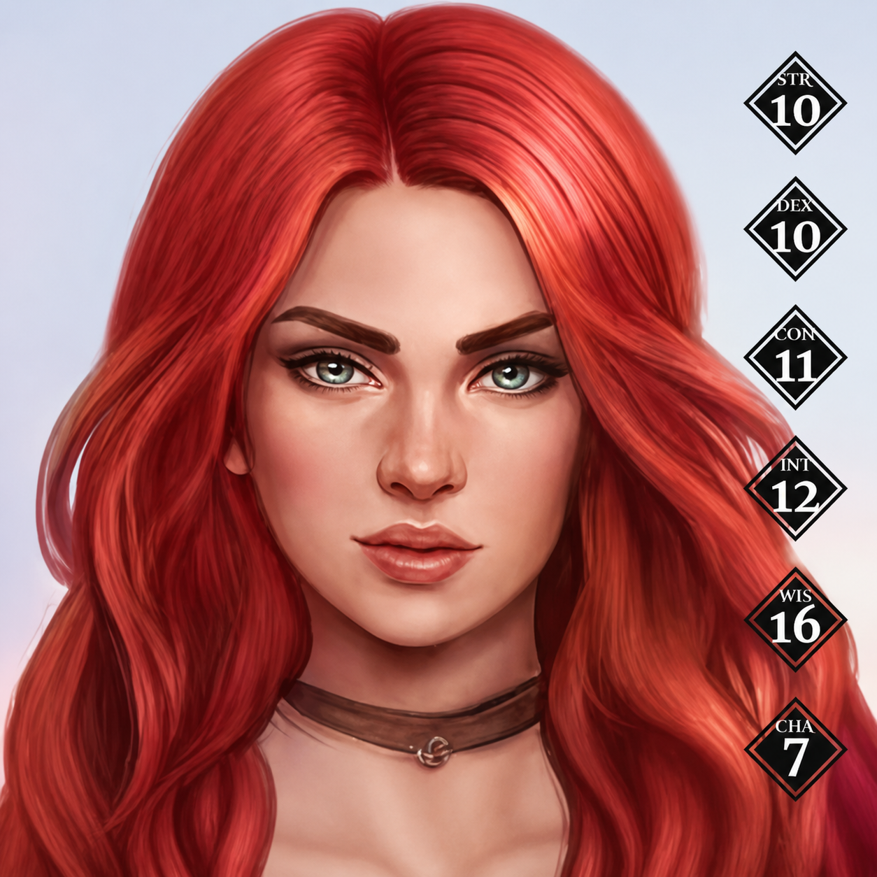 Red haired female AI character from the EtHeroes NFT collection